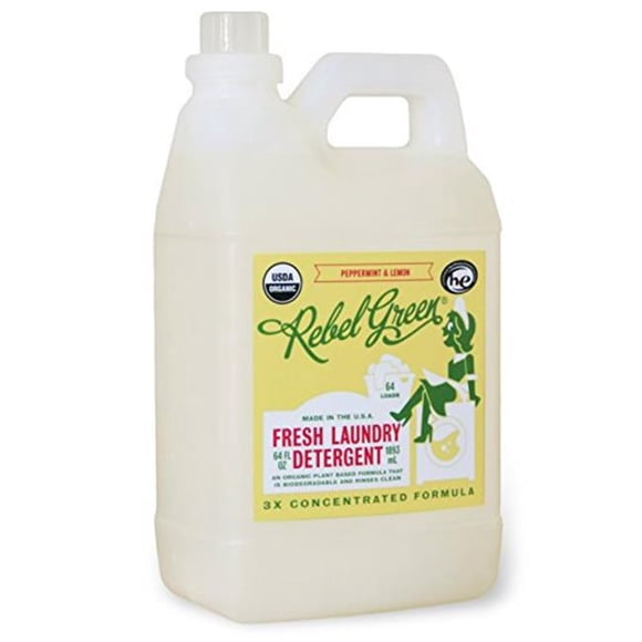 Rebel Green 1969658 64 fl oz Organic Peppermint & Lemon Laundry Detergent - Case of 4