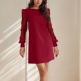 thumbnail image 1 of Ovzne Robes d'Été pour Femmes 2025 Robe Femme Couleur Unie Col Rond Maille Transparente Pois Manches Longues Robe Robe d'Été Manches Longues Liquidation, 1 of 7