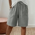 thumbnail image 2 of Oksale Plus Size Womens Bermuda Shorts Elastic High Waisted Drawstring Beach Shorts with Pockets Loose Solid Color Wide Leg Shorts for Going Out Gray L, 2 of 9