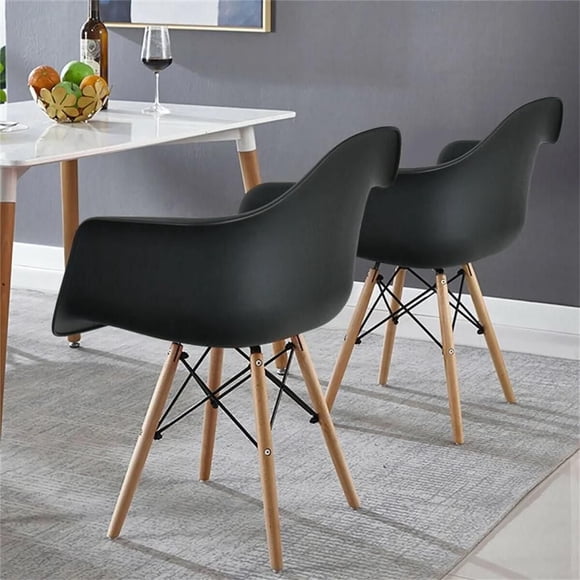 Heavenly Collection Black Plastic Bucket Chair SET OF 2