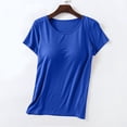 thumbnail image 2 of Timegard Hauts d'Été pour Femmes avec Soutien-Gorge Intégré Col Ras du Cou Manches Courtes Tenue de Détente Pyjama Doux Décontracté T-Shirt, 2 of 7