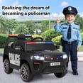 thumbnail image 2 of OLAKIDS Ride on Police Car, 12V Kids Battery Powered Electric Vehicle with Siren, Flashing Lights, Bluetooth, Music, MP3, USB, Power Display, Spring Suspension, Aged 3-8 Years, 2 of 9