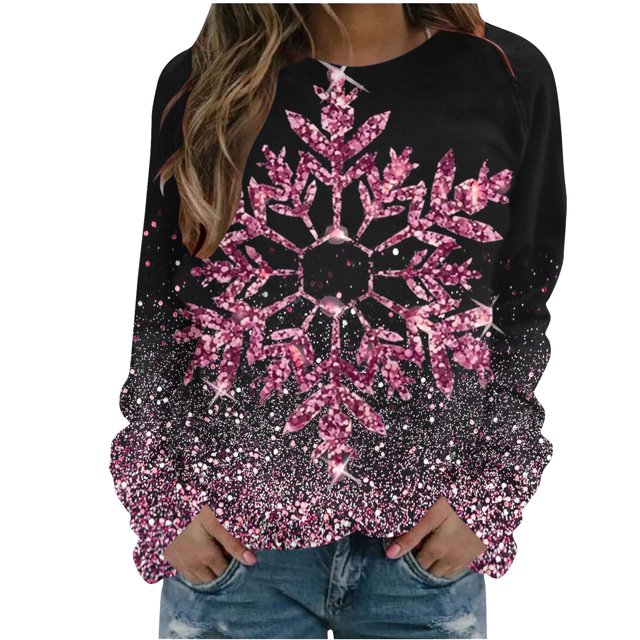 Pisexur Chandail en Molleton de Noël pour Femmes Sans Capuche Imprimé Graphique Vacances Col Rond Chandail en Molleton Ample Surdimensionné Automne Mode Décontracté Chandail-Over Manches Longues pour Femmes