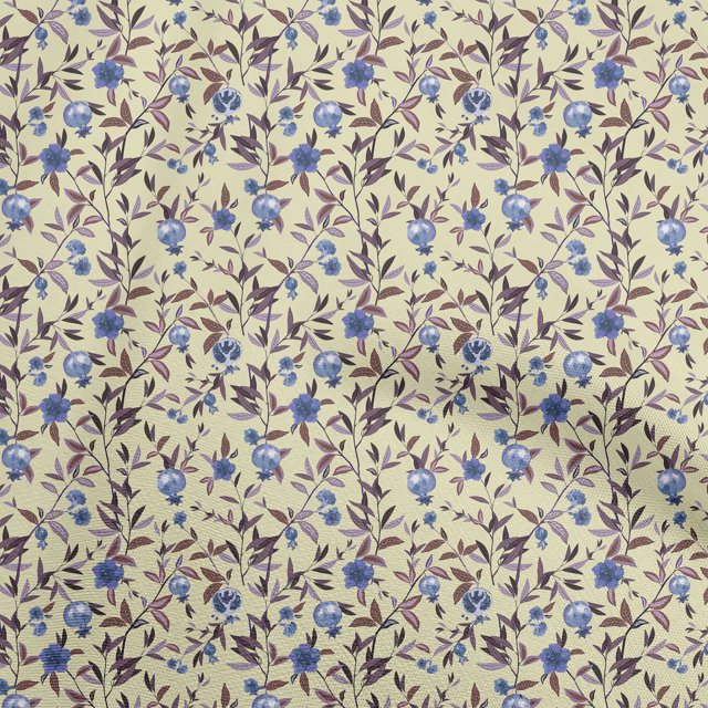 oneOone Georgette Viscose Light Yellow Fabric Asian Suzani Craft Projects Decor Fabric Printed By The Yard 42 Inch Wide
