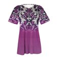 thumbnail image 5 of CEHVOM Mode Femme Décontractée Imprimé Col Rond Ample Manches Courtes T-shirt Haut Blouse Chandail Liquidation, 5 of 5