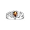 thumbnail image 1 of RYLOS Men's Rings 14K White Gold Classic 7X5MM Oval Gemstone & Diamond Ring Smoky Quartz June Birthstone Rings For Men Size 13, 1 of 7