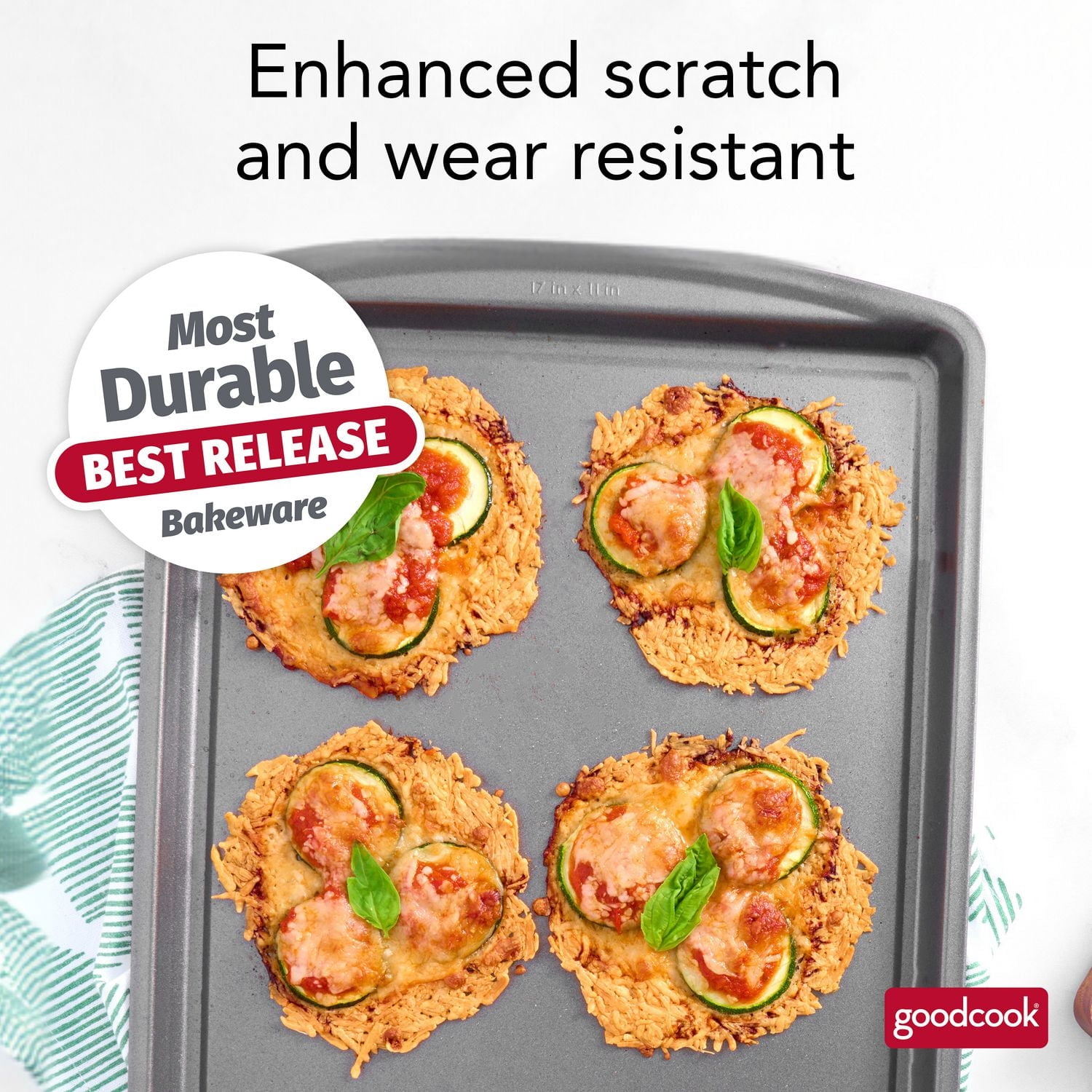 Plaque à pâtisserie Les essentiels en acier antiadhésif de GoodCook, 11 po x 17 po, grise