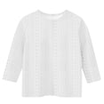 thumbnail image 4 of MeetoTime T-shirt à Col Rond à Manches 3/4 Uni pour Enfants, Décontracté, Ample, Printemps Été, pour Garçons et Filles, 4 of 5