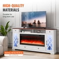 thumbnail image 3 of 80" Fireplace TV Stand with LED Light Remote Control & Timer Brown + White, 3 of 9