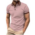 thumbnail image 2 of Haut pour Hommes à Col Rabattu à Boutons, Manches Courtes, Rayé, Haut de Sport, Chemise, 2 of 6