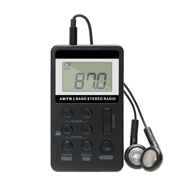 10Pcs V112 FM AM 2 Band Radio Mini Receiver Portable Digital Tuning Radio Receiver With Rechargeable Battery & Earphone ,Easy to Use