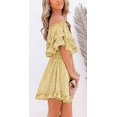 thumbnail image 2 of Women‘s Summer Off Shoulder Dress Pleated Flowy Neck Belt Printed Dress, 2 of 4