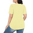 thumbnail image 4 of Penkiiy T-Shirts pour Femmes à Manches Courtes Plissés Chic Décontracté Col Rond Hauts d'Été Chemisiers m Jaune, 4 of 8