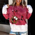 thumbnail image 2 of Fridja Mode Femme Col Rond Noël Manches Longues Hauts Blouse Pull Chandail en Molleton, 2 of 4