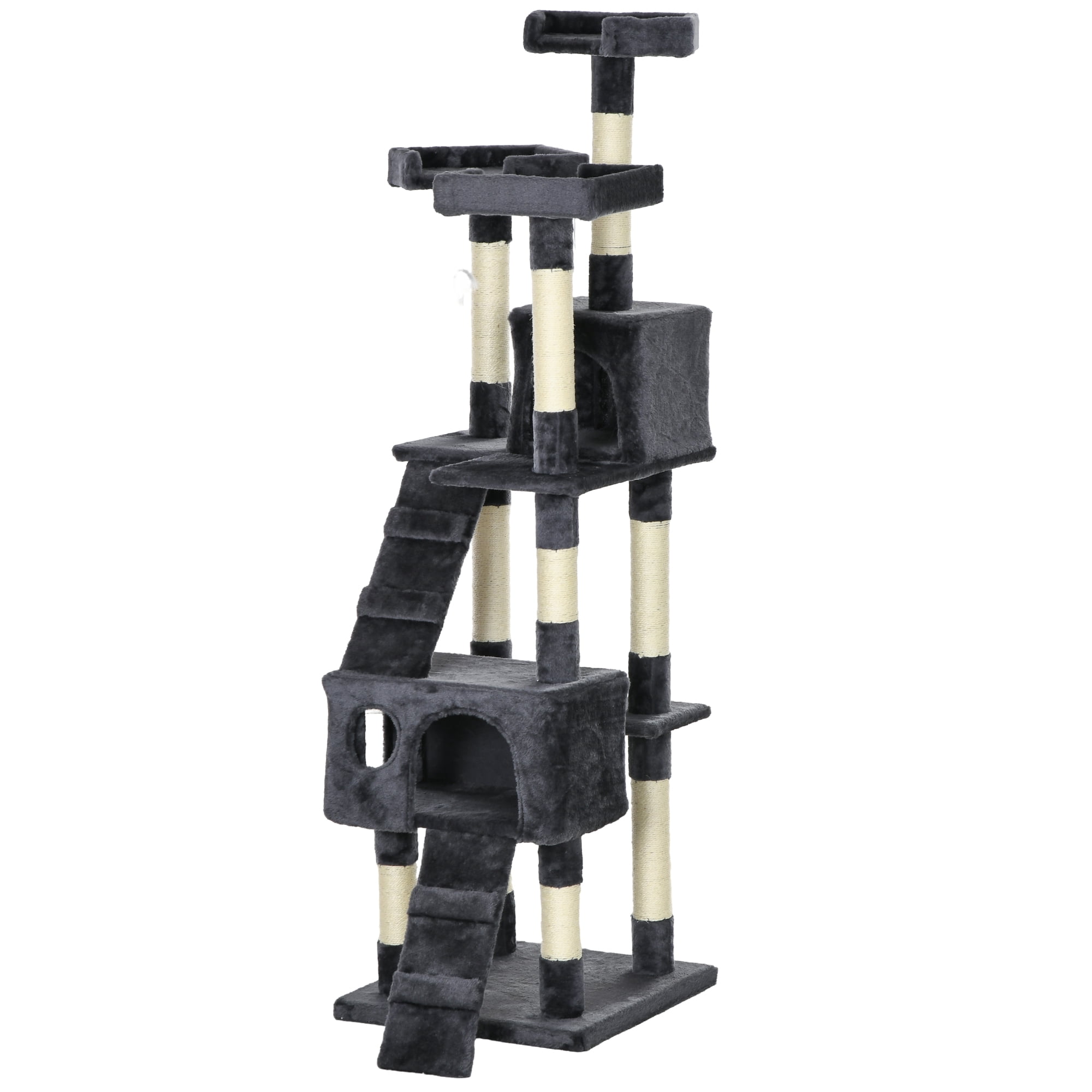 CoSoTower 68-inch Multi-Level Cat Scratching Tree Kitty Activity Center Post Tower Condo Pet Furniture w/ Toy Charcoal Grey
