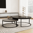 thumbnail image 4 of NessCarsti Ensemble de Tables Basses Rondes Modernes, Pattes en Métal Noires, Fini Gris, 31.5/23.7 Pouces, 4 of 6