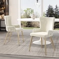 thumbnail image 2 of Noble House 5-Piece Dining Set, White Extendable Round Table for 4–6 with 4 Velvet Chairs, Gold Metal Legs, Beige, 2 of 9