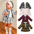 thumbnail image 1 of Automne Hiver Bambin Bébé Fille Vêtements Manteau à Carreaux Tops + Tutu Robe Formelle Ensemble, 1 of 5