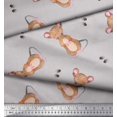 thumbnail image 2 of Soimoi Gray Poly Georgette Fabric Footprints & Mouse Kids Printed Fabric 1 Yard 42 Inch Wide, 2 of 5