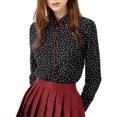 thumbnail image 2 of Unique Bargains Chemise à Manches Longues Imprimée pour Femmes avec Passepoil et Boutons, 2 of 7