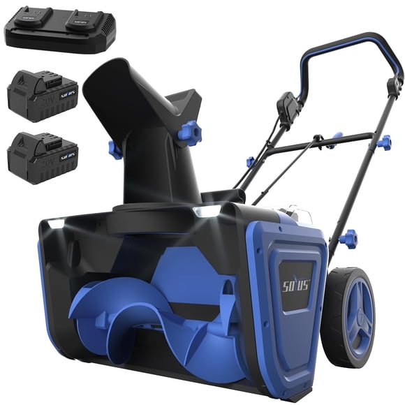 SOYUS Souffleuse à Neige 40 V Sans Fil - Souffleuse à Neige Électrique de 20 Pouces avec Moteur Sans Balais et Doubles Lumières DEL, Pelle à Neige Efficace pour Entrées et Trottoirs (2 x Batteries 4,0 Ah et Chargeur Double Inclus)