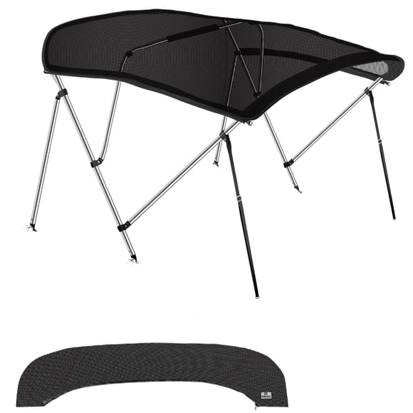 KNOX 4 Bow Mesh Bimini Tops, 600D Canvas, Bimini Top Hardware, Sun Shade Boat Canopy Kit, Frame, Support Poles, Storage Boot, Universal Fit For Boats, 85-90" W