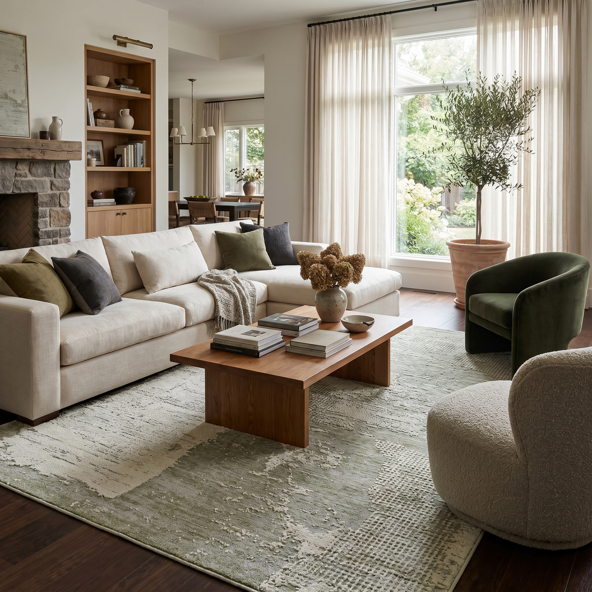 Rug Branch Nomad Abstract Indoor Area Rug, Green Beige, Modern - Living Room, Bedroom, Dining and Kitchen