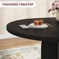 thumbnail image 4 of 47"-63" Extendable Round Dining RoomTable for 4-8, Farmhouse Wood Expandable Kitchen Table w/Wider Leg, Sturdy Metal Frame, Oval Circle, for Dinner, Kitchen, Apartment, Space Save, Retro Black, 4 of 9
