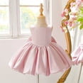 thumbnail image 4 of HXWCHs Robe à Manches Bouffantes Filles Robe de Fête Formelle Nœud Papillon Tutu Sans Manches pour Tout-Petit Concours Performance Rose 2-3 Ans, 4 of 6