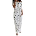 thumbnail image 1 of Kcodviy Robe de Nuit Quotidienne à Manches Courtes pour Femmes Petite Femmes Imprimé Étoiles Décontractée Chemises de Nuit Inclinées Épaule Maxi Robe de Sommeil, 1 of 6