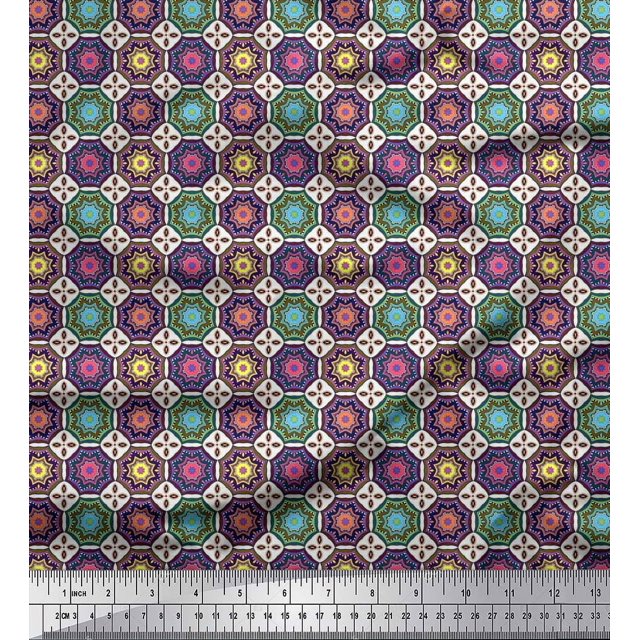 Soimoi Tissu en Rayonne Imprimé Floral Mandala 1 Yard 56 Pouces de Large