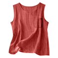 thumbnail image 5 of YAZHPA Hauts en Lin pour Femmes, Débardeurs en Coton et Lin pour Femmes Décontractés Sans Manches Chemises d'Été Col Rond Camisole, Rouge G, 5 of 5