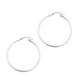 thumbnail image 1 of Sterling Silver with Rhodium Finish Shiny Round Baby Hoop Earrings, 1 of 1