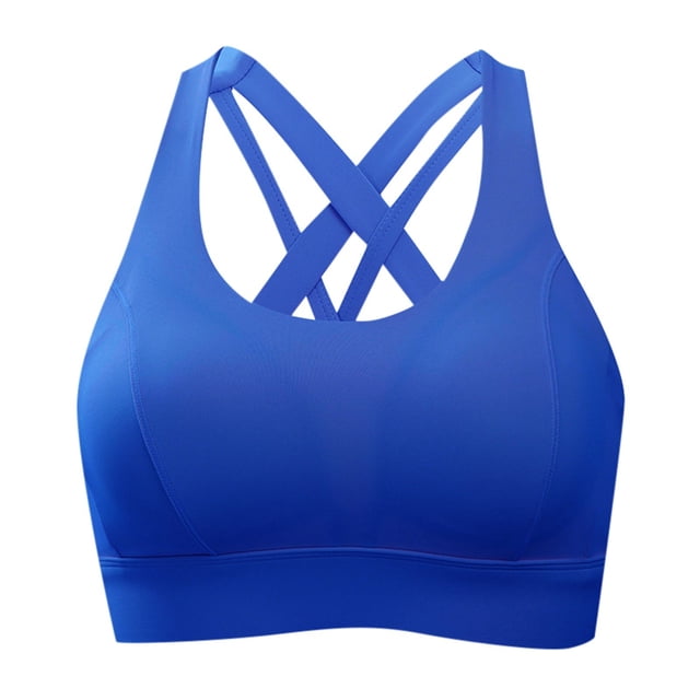 FhsagQ Bra Bras for Women Plus Size White Women's Color Block Wireless Sports Bra with Fixed Cups Back Design for Chest Support and Side Control Bras for Women Set with Robe Womens Bras Black Blue L