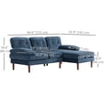 thumbnail image 3 of HOMCOM L-Shape Sofa with Right Chaise Lounge and Rubber Wooden Legs, Blue, 3 of 10