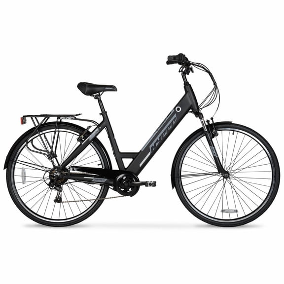 700c Hyper Bicycles E-Ride 36V Electric Commuter E-Bike for Adults, Pedal-Assist, 250W Motor, Black