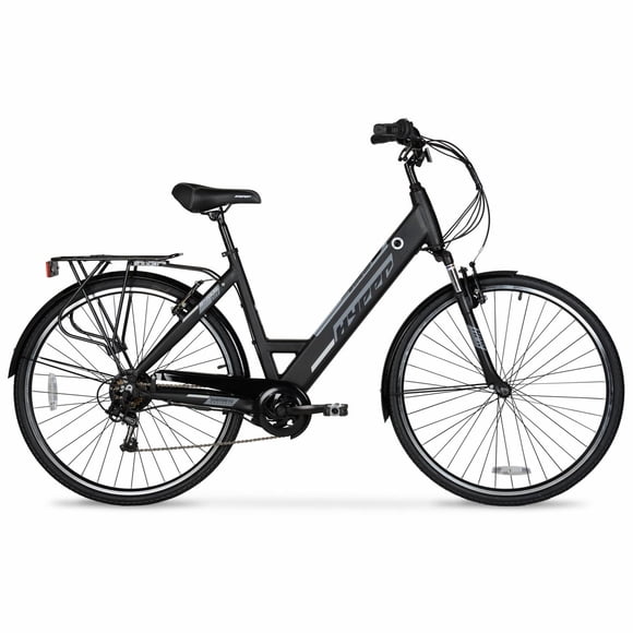700c Hyper Bicycles E-Ride 36V Electric Commuter E-Bike for Adults, Pedal-Assist, 250W Motor, Black