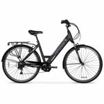 700c Hyper Bicycles E-Ride 36V Electric Commuter E-Bike for Adults, Pedal-Assist, 250W Motor, Black