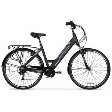 700c Hyper Bicycles E-Ride 36V Electric Commuter E-Bike for Adults, Pedal-Assist, 250W Motor, Black