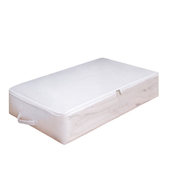Sacs Pliables sous le Lit Couvertures Vêtements Couettes Sac de Rangement Organisateur Respirant à Fermeture Éclair pour Chambre avec Fenêtre Transparente et Poignées, Blanc