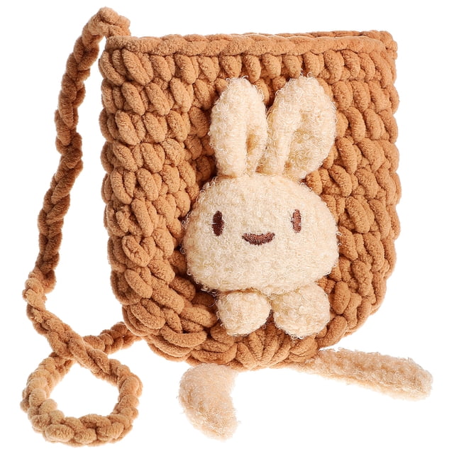 MasteelfCA Little Girls Bunny Shoulder Bag Wool-woven Crossbody Bag Cartoon Rabbit Purse Coin Bag