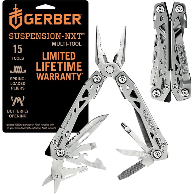 Stainless Steel EDC Multi Tool for Survival and Everyday Carry with 15 tools including needle nose pliers, wire stripper, flathead drivers, awl, nail file, scissors, and can opener. Designed for durability with butterfly opening and locking mechanism, perfect for camping, hunting, tradesmen, and EDC gear. Compact size with lanyard point and pocket clip for easy portability.
