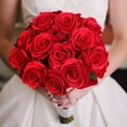 thumbnail image 4 of Mocoosy 12 Pcs Roses Rouges Artificielles, Roses en Soie avec Tiges Aspect Réaliste Faux Bouquets de Fleurs de Rose pour Arrangement de Mariage Douche Nuptiale Centres de Table Fête Décorations de Table à la Maison, 4 of 7