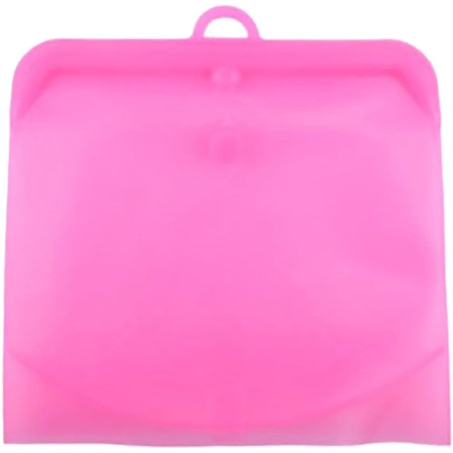 Sac de Rangement en Silicone Réutilisable Sandwich Scellé Congélateur Liquide Collation Lunch Fruit Produit / et Cuisson (1) Sacs de Congélation (Rose Vif, B)