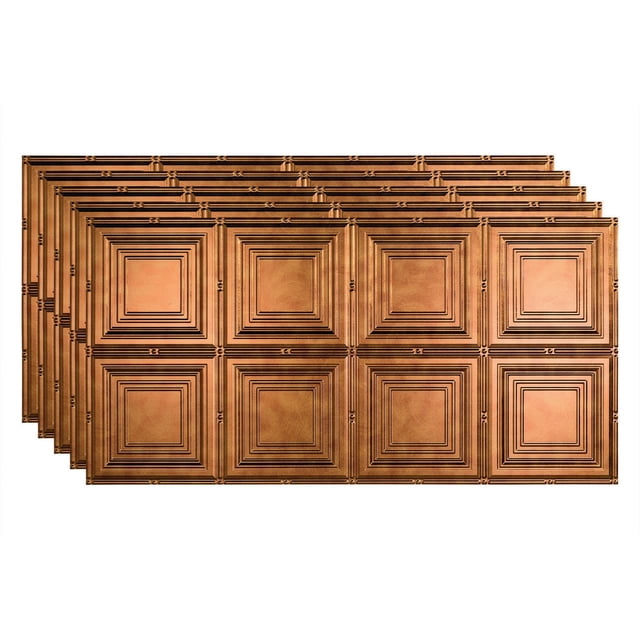 Fasade Portrait Vinyl 2ft x 4ft Glue Up Ceiling Panel Antique Bronze 5 Pack