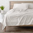 thumbnail image 1 of Bare Home Ensemble de Draps en Flanelle - 100 % Coton - Poche Profonde - Lit Simple, Blanc, 3 Pcs, 1 of 7