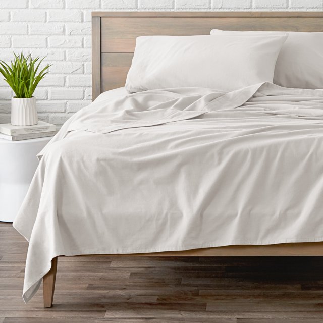 Bare Home Ensemble de Draps en Flanelle - 100 % Coton - Poche Profonde - Lit Simple, Blanc, 3 Pcs