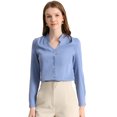 thumbnail image 1 of INSPIRE CHIC Chemise Élégante à Manches Longues Col en V pour Femmes P Bleu, 1 of 6