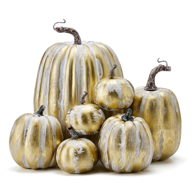 7 Pcs Citrouilles Artificielles de Simulation Décoration d'Halloween Récolte Automne Action de Grâce Décoration Maison