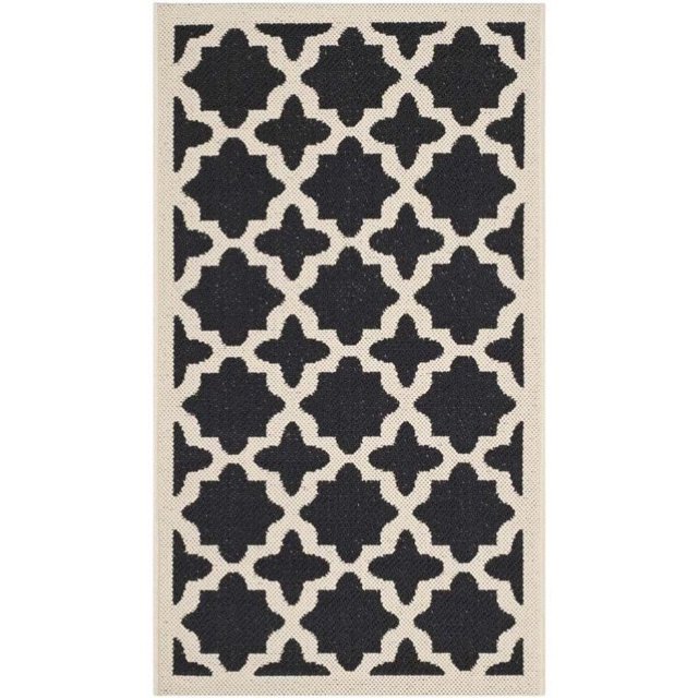 Safavieh Courtyard Polypropylene Accent Rug CY6913-266-2 in Black and Beige